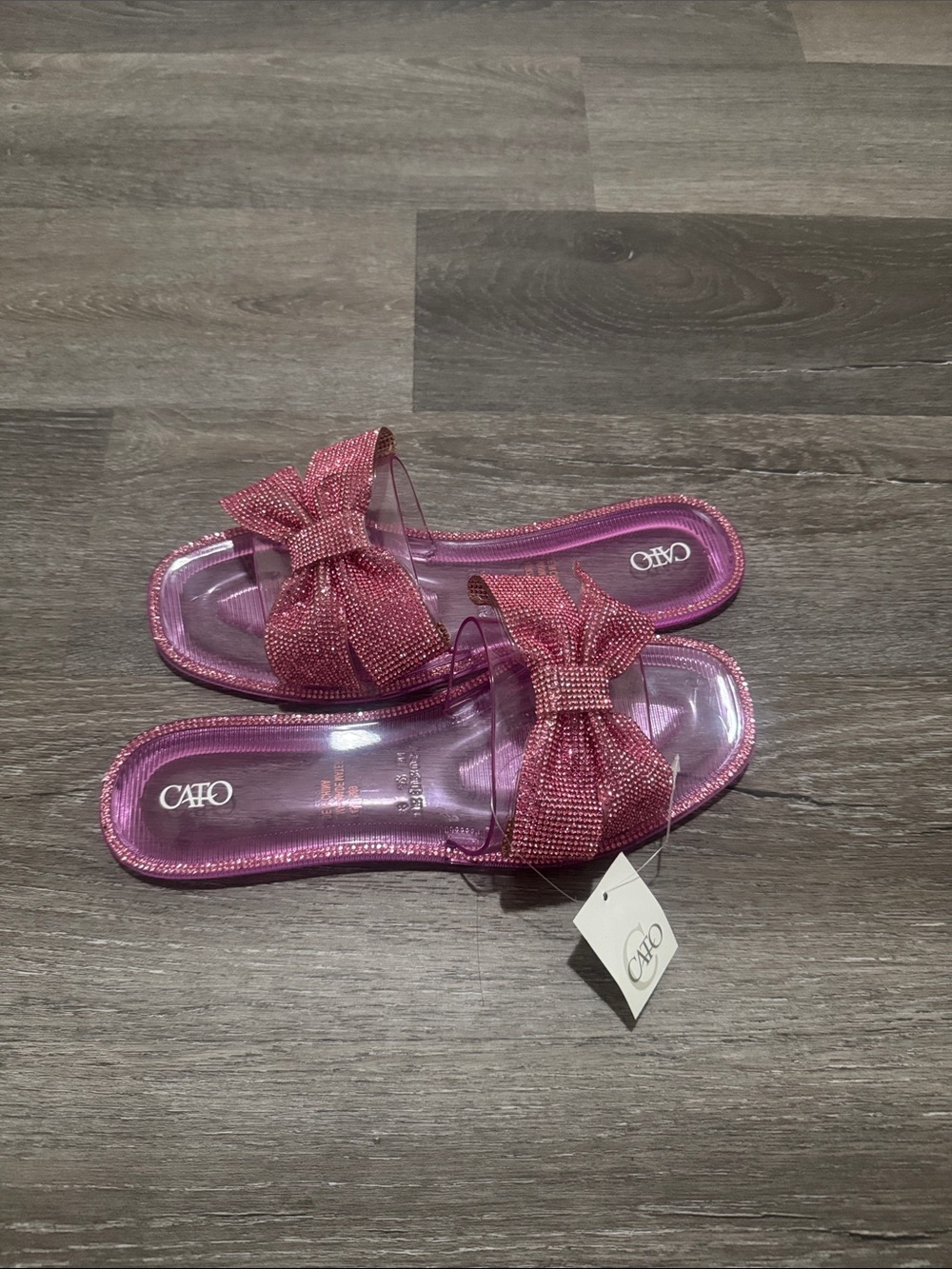 Cato Pink Sparkle Bow Slide Sandals